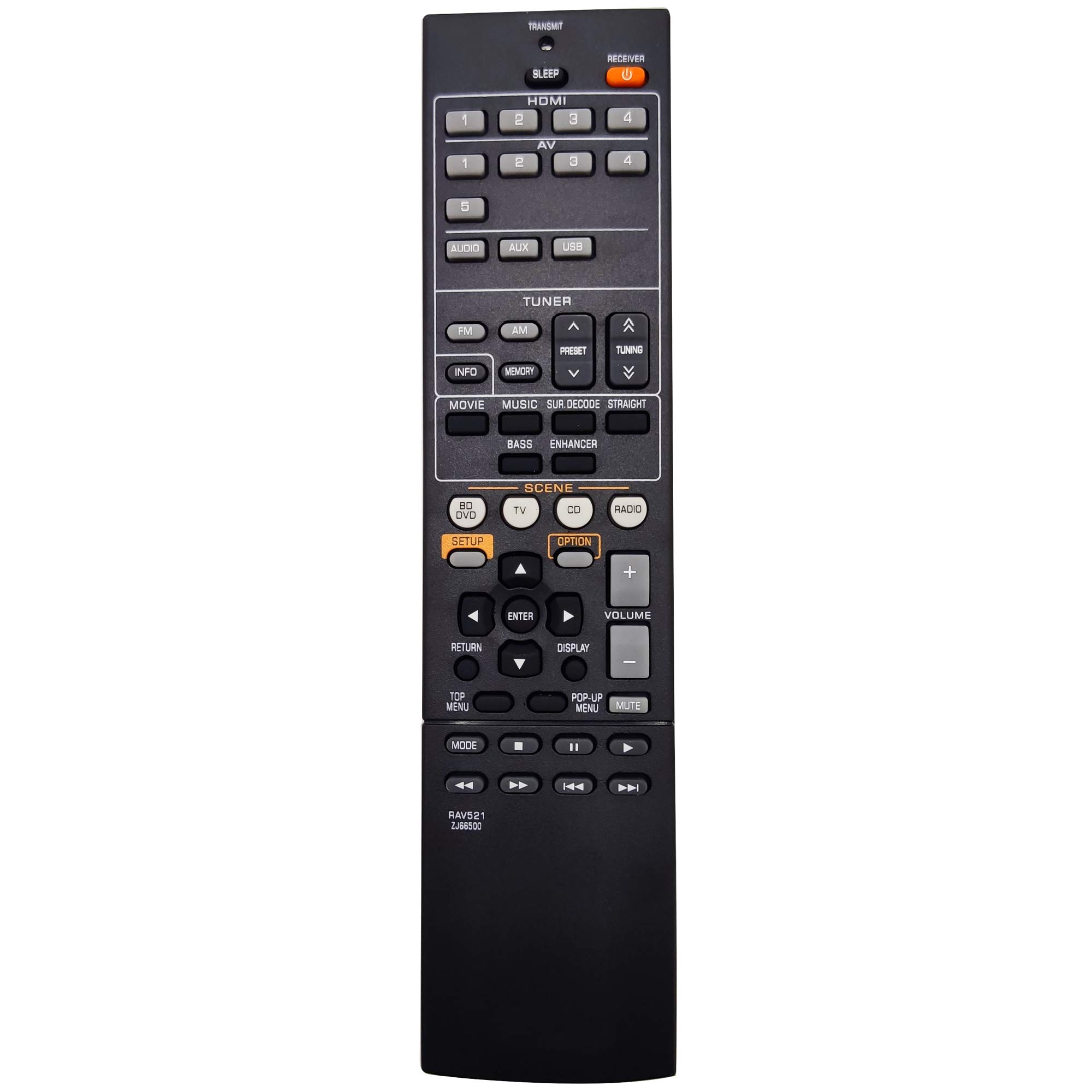 Leankle Remote Controller RAV521 / ZJ665000 for Yamaha AV Receivers HTR-3067, RX-V377, RX-V377BL, YHT-4910U