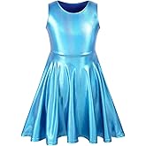 LUCKYGAL Girls Metallic Dresses Holographic Sparkly Shiny Party Dress Sleeveless Outfits