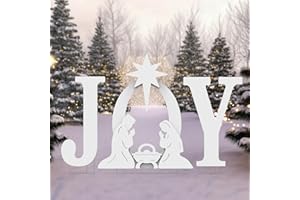 FUNNGO Joy Christmas Nativity Decorations Outdoor - 42 inch White Nativity Scene Yard Sign Set Built with Weather Resistant & Durable PVC Silhouettes for Yard, Patio, Lawn