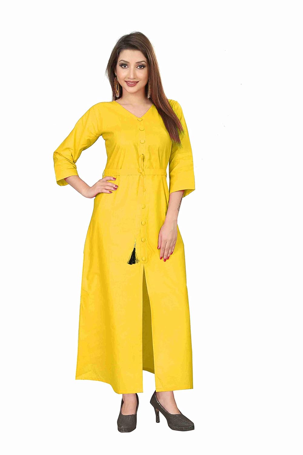 fabdiamond women's anarkali kurta(kp-1182 _yellow_x-large)