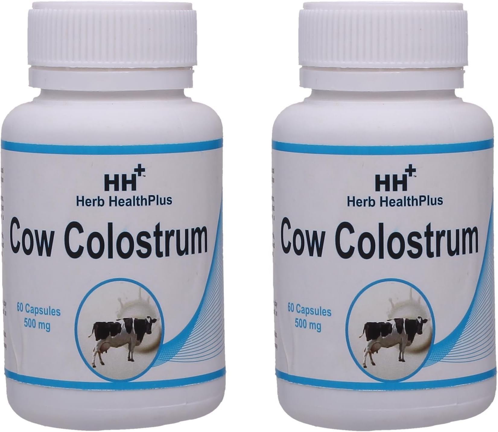 Cow Colostrum Capsules | Pack of 2-60 Veg Capsules Each By Herb HealthPlus
