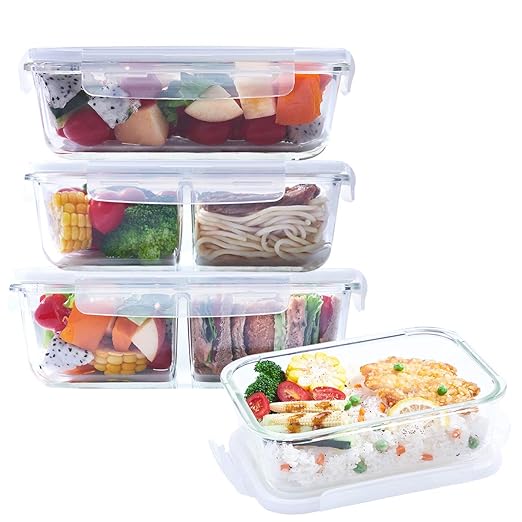 Juego de 4 recipientes de cristal para preparar comidas para ...