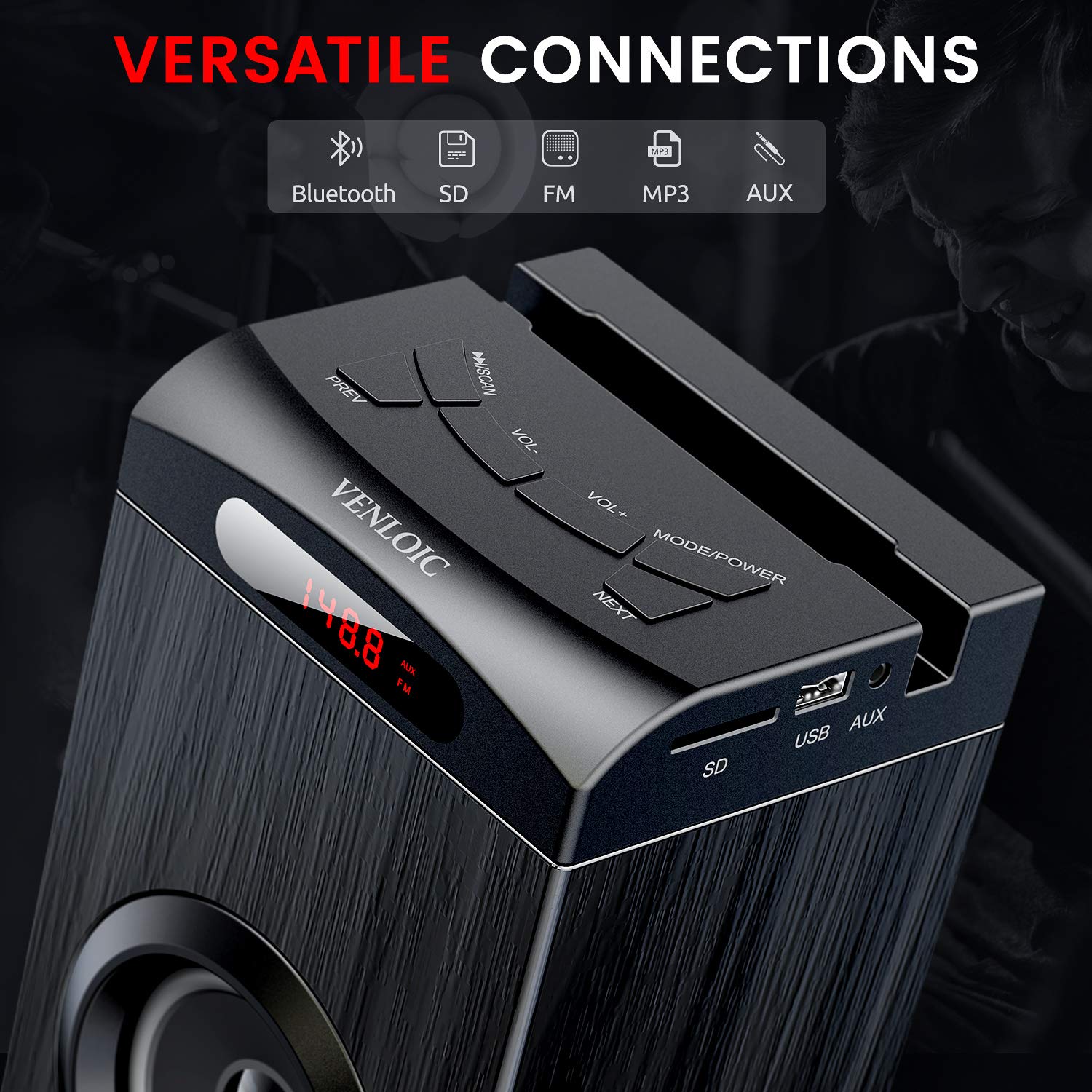 VENLOIC Floor Standing Bluetooth Tower Speaker, Floor Speakers For Home