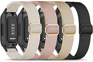 Oanux 4 Pack Elastic Nylon Compatible with Fitbit Inspire 3 Band/Fitbit Inspire 2 Band, Adjustable Soft Stretchy Sport Strap Replacement Wristband for Inspire 3/2 Women Men