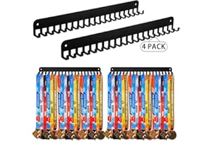 Geetery Metal Medal Hanger Display Rack Sport Marathon Running Race Medal Holder Wall Mount with 20 Hooks Each Holds 60+ Awards Hanger for Gymnastic Soccer Wrest Runner, Easy to Install