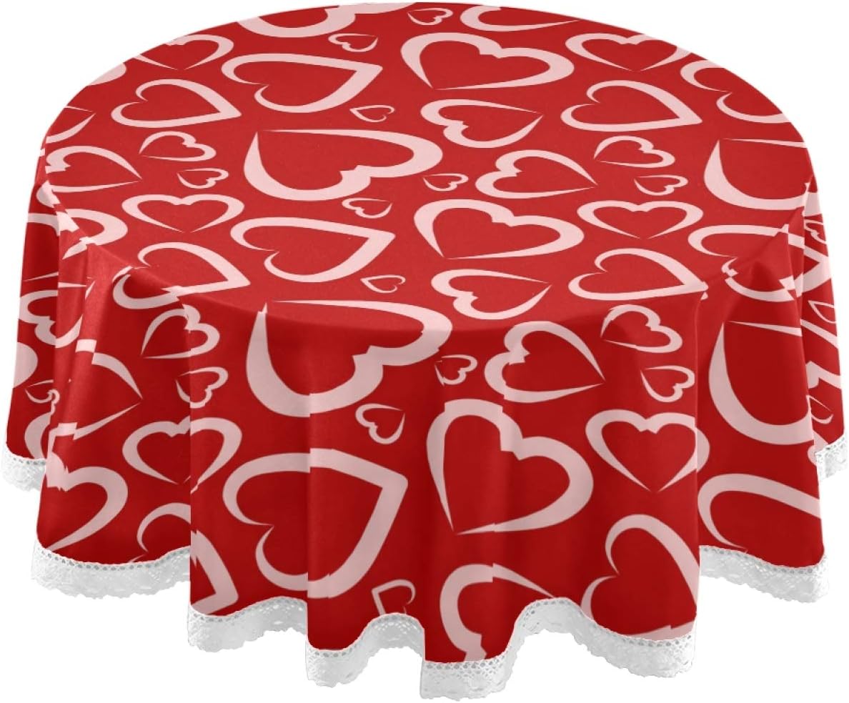 Amazon.com: round tablecloth valentine tablecloth in washable polyester Amazon.com: Valentine's Day Red Hearts Round Tablecloth Romantic Love