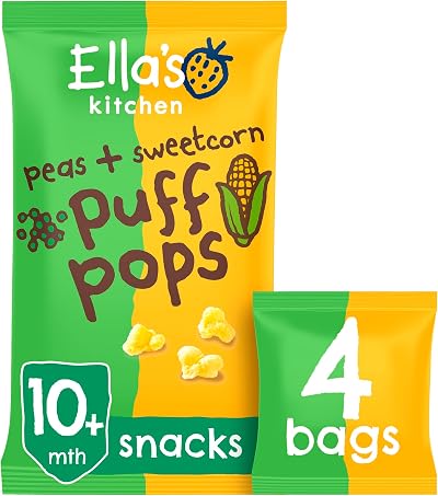 Ella's Kitchen Peas & Sweetcorn Puff Pops 4 x 9g Organic 10m+