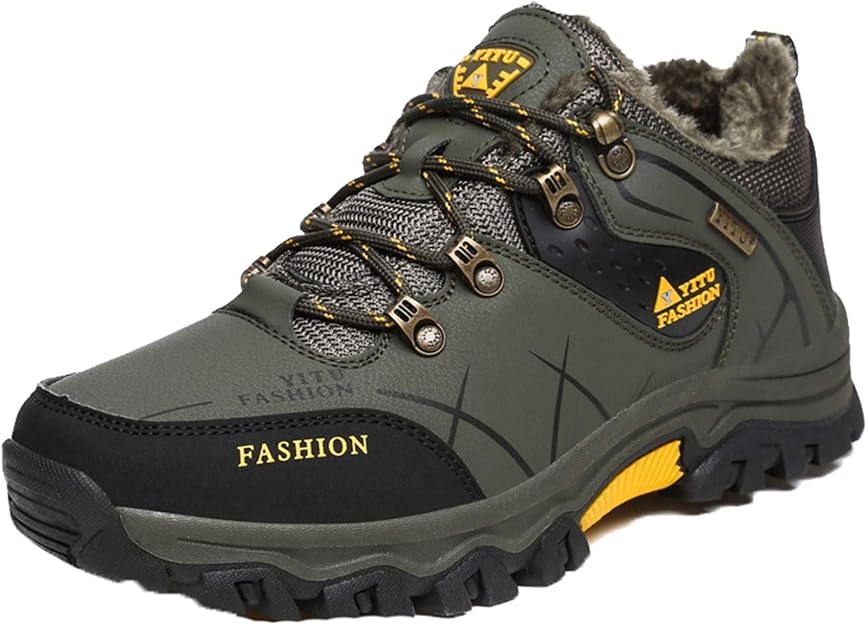 XINTECH Men's Winter Ankle Boots Outdoor Mountain Climbing Camping Faux