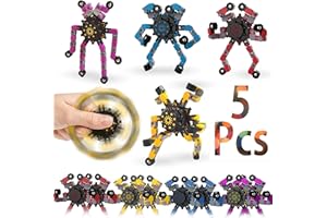 SENGTIN 5pcs Random Fidget Spinners,DIY Deformable Robot Fingertip Toys,Decompression Spinner,Deformable Creative Mechanical Gyro Toys,Stress Relief Mechanical Chain Toy for Kids Adults，Party Supplies