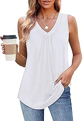 OFEEFAN Womens Summer Tops Sleeveless Shirts White