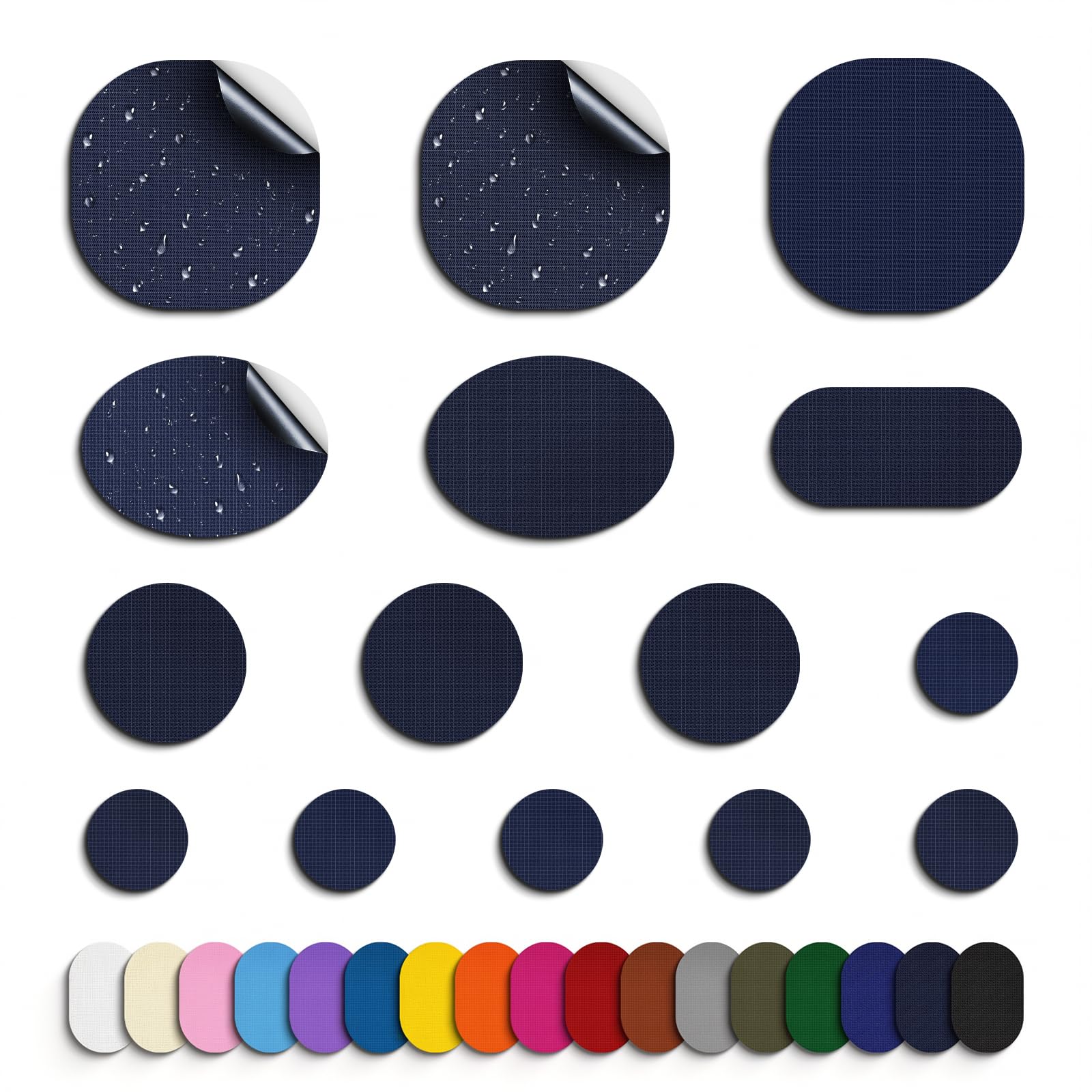 Skystuff 45 Pcs Down Jacket Repair Patch for Puffer Jackets Coats, Nylon Fabric Repair Tape Pre-Cut Self-Adhesive Patches for Clothing, Down Jacket Rip, Tent, Outerwear, Waterproof Lightweight