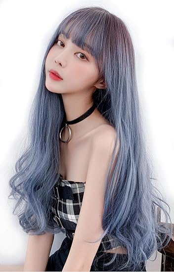 Amazon Co Jp ウィッグ ロング フルウィッグ レディース 小顔効果 青 ブルー ロング グラデーション 自然 つけ毛 ウイッグ かつら コスプレ 耐熱ウィッグ ネット付き ファッション