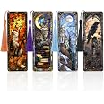 Zaamwoyy 4 Pcs Fantasy Animal Bookmarks Gifts for Reading Women, Stained Glass Transparent PVC Book Marks with Tassels, Cute 