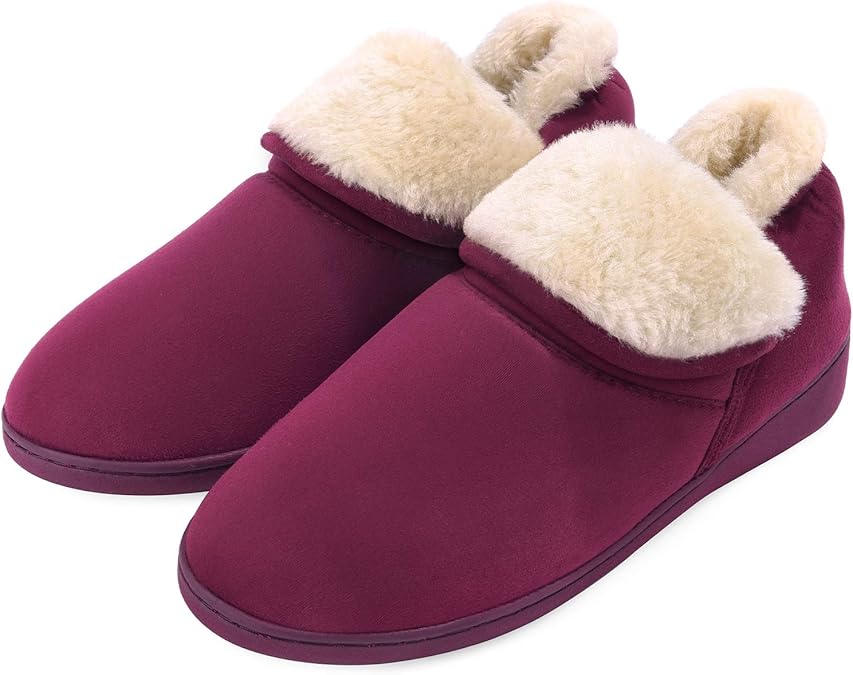Women's Ankle Bootie Slippers Memory Foam House Shoes