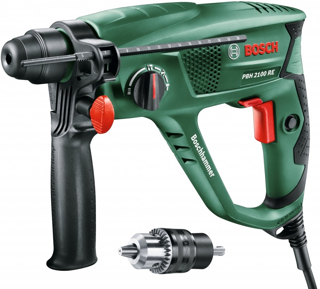 Bosch Home And Garden Professional Perforateur "Universal" Pbh 2100 Sre Avec Coffret, Mandrin Et Butée De Profondeur 06033A9301 Vert
