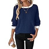 RICHSTORY Long Sleeve Shirts for Women Crewneck Tunic Tops Business Casual Pullover Sweaters Trendy Fall Fashion Clothes 2025