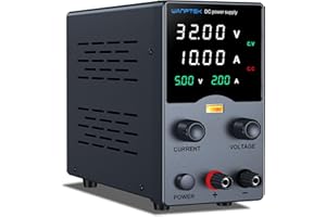 WANPTEK POWER Wanptek DC Power Supply Variable 30V 10A, Bench Power Supplies with Encoder Adjustments Knob, USB Fast Charge Port with Output Current Display, 4-Digit LED Display