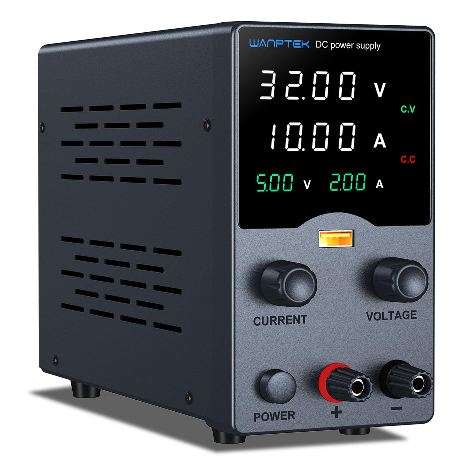 Photo 1 of Wanptek DC Power Supply Variable 30V 10A, Bench Power Supplies with Encoder Adjustments Knob, USB Fast Charge Port with Output Current Display, 4-Digit LED Display