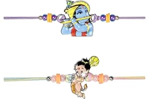 ARTISENIA Rakhi Set of 2 Rakhi for Brother with Raksha Bandhan Greeting Card | Roli Chawal Tika - Raksha Bandhan Designer Kundan Rakhi for Brother & Bhabhi | Rakhi for Bhaiya | Rakhi Thread VRK012