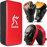Odoland 3-in-1 Kids Youth Boxing Set - Punching Mitts, Kick Pads, Gloves for Boxing, Kickboxing, Karate, Muay Thai, MMA Training