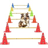 TINEPRY Dog Agility Training Hurdle Cone Set, Adjustable Obstacle Course Equipment for Pet Exercise 6 Set