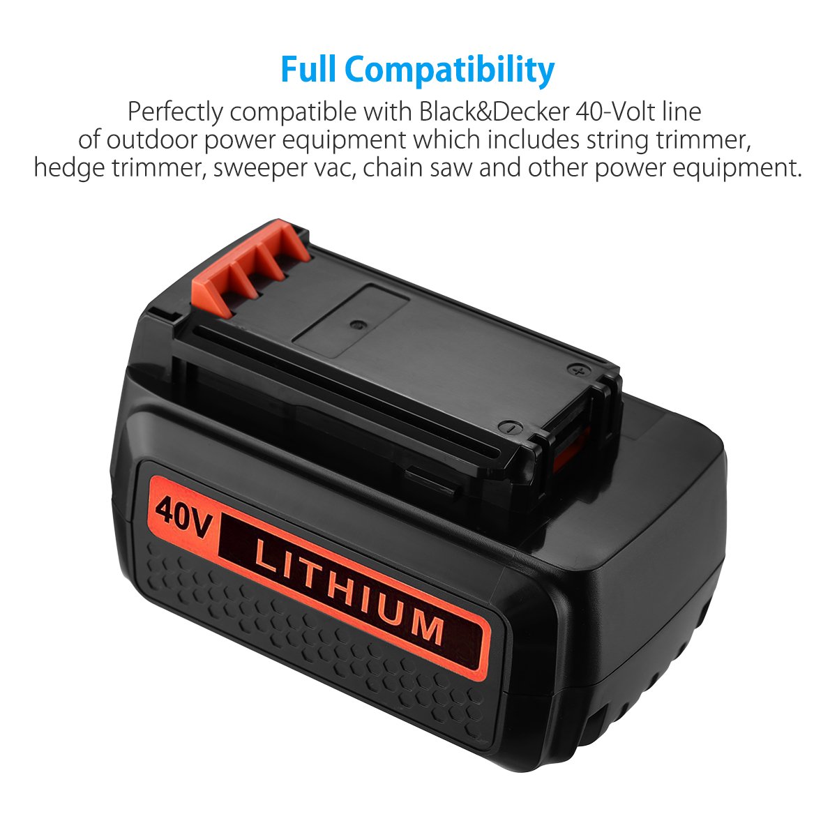 Powerextra 40 Volt MAX 2.0Ah Replacement Battery for Black and Decker LBX2040 LBX36 LBXR36 LBXR2036 40V Lithium Ion Battery