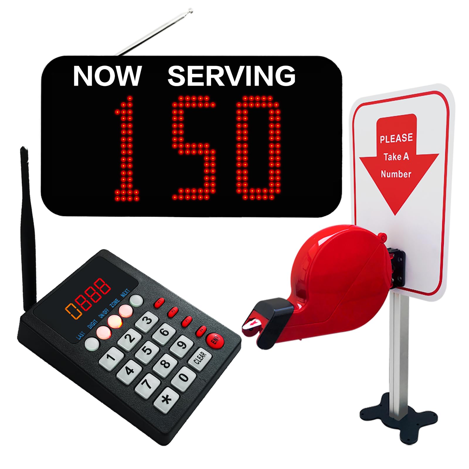 CYSSJF Queue Calling System | Number Calling System with 1 Standing Ticket Dispenser | Queue Management Now Serving Number Calling Queue Ticket Number Call System Restaurant Pager（English Voice）