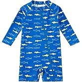 Baby Boy Swimsuit Rash Guard Shirts Toddler Boy Swimwear Full Zipper UPF 50+ Sun Protection Infant One Piece Bathing Suit