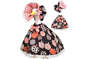 VIVOLOOM Thanksgiving Porch Goose Outfits – Fall Pumpkin Goose Outfits for 23” Lawn Goose Statue, Autumn Porch Goose Halloween Clothes for Yard, Patio & Garden Decor