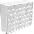 Akro-Mils 24-Drawer Plastic Drawer Storage Cabinet for Garage Organization, Bead Organizer, Building Bricks Storage, Teacher Toolbox, Makeup Organizer, 20-Inch W x 6-Inch D x 16-Inch H, 10124 White