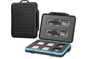 PHIXERO 14 Slots SD Card Case, SD Card Holder for 6 SD & 6 TF Micro SD Cards, 2 × M.2 SSD Case, Memory Card Case, SD Card Sto