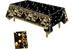 MiniRed Happy New Year Plastic Table Cloth for Parties, Plastic Table Cover 2026, Disposable Party Table Clothes Decorations Supplies(108” X 54”)