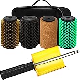 Soulchen Ski Wax Brushes Kit with Quick Change Axle, 100mm Brush Ski Wax Kit Includes and 4 Brushes: Nylon, Horsehair, Brass, Cork with Storage Bag for Snowboard Waxing