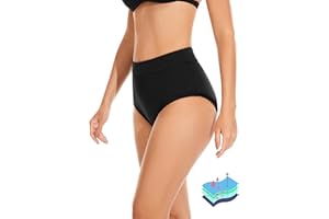 OVRUNS Period Swimwear Leakproof Bikini Brief Bottoms Waterproof Menstrual Swim Bottoms for Teens, Girls, Women
