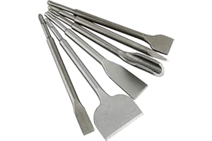 YaeTek SDS Plus Hammer Drill Chisel Set, 6pc Rotary Hammer SDS Bits Including Tile, Gouge, Wide x2, Flat, Point Chisels
