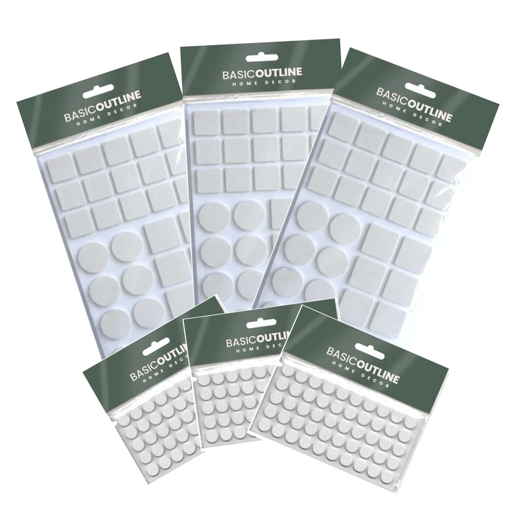 Eva Rubber Furniture Pads miltipack 276 PCS set Non-Slip Floor Protector Pads 126 PCS Mixed Sizes & Kitchen Cabinet bumbers 150 PCS Anti Slam Cushion Rubber feet pads 10 mm (White Eva Rubber, 276)