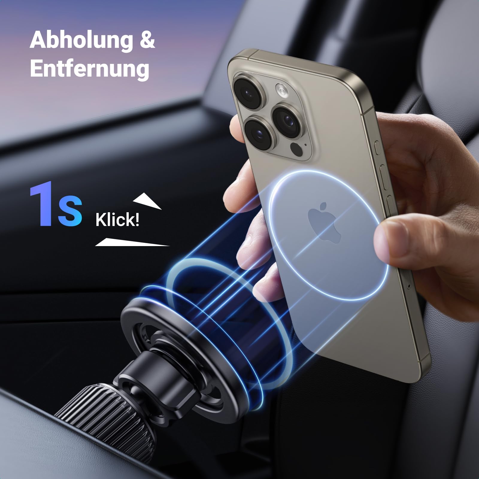 UGREEN Car Mobile Phone Holder for MagSafe with 20 x N52 Strong Magnet, MagSafe Car Holder Rotates 360°, Stable Ventilation Car Mobile Phone Holder Compatible with iPhone 16 15 14 13 12 Pro Max