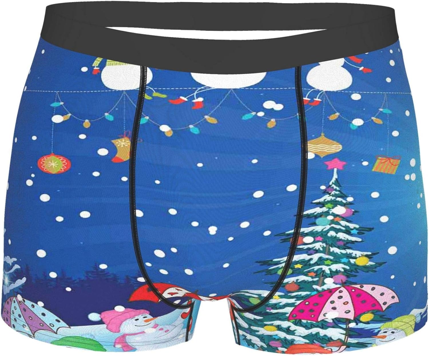 Men's Underwear,Christmas Festive Snowman Party Print,Boxer Briefs Breathable Comfort Underpants