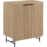 Walker Edison Lowen Contemporary Fluted-Door Accent Cabinet 32 Inch Coastal Oak