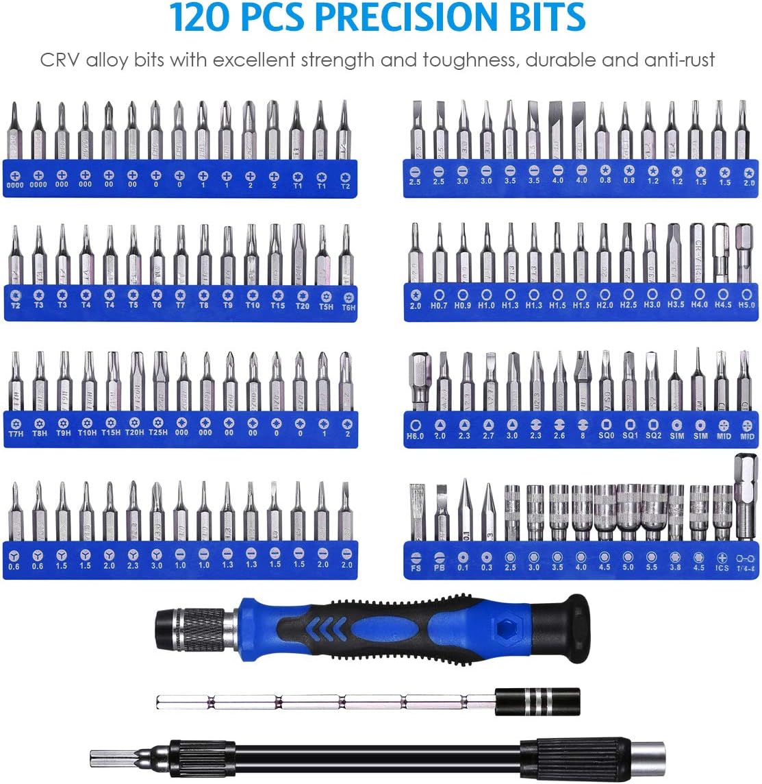 ORIA Precision Screwdriver Set (New Version), 142 in 1 with 120 Bits Mini Magnetic Screwdriver Kit Repair Tool Kit with Portable Bag for Electronic PC Computer iPhone MacBook Jewelers Game Console - - 