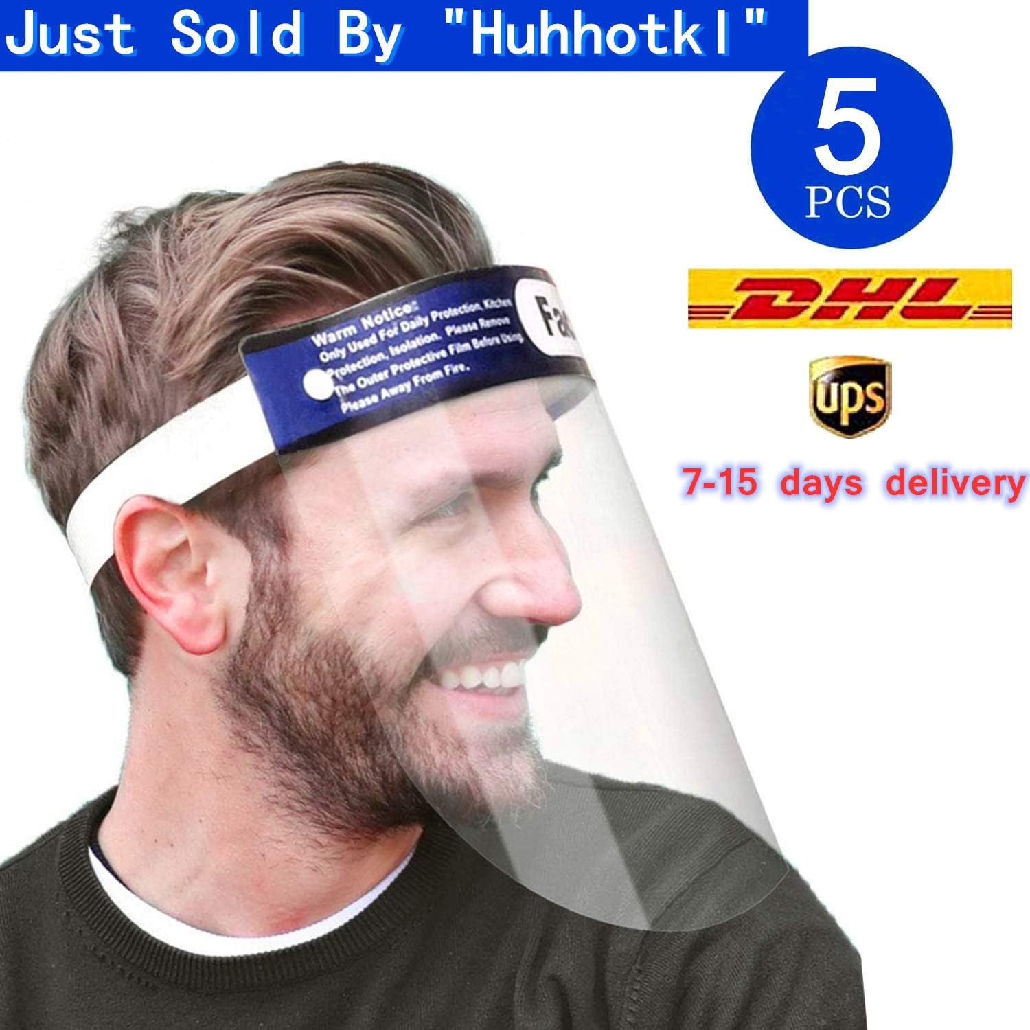 Disposable Safety Face Shield | Transparent Safety Face Shield Protection from Splash and Splatter Resistant Fluid Protect Eyes and Face with.(5Pcs/Pack)