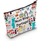 JXGZSO Portugal Travel Gift Next Stop Portugal Cosmetic Zipper Bag Portugal Travel Pouch Portugal Vacation Makeup Bag