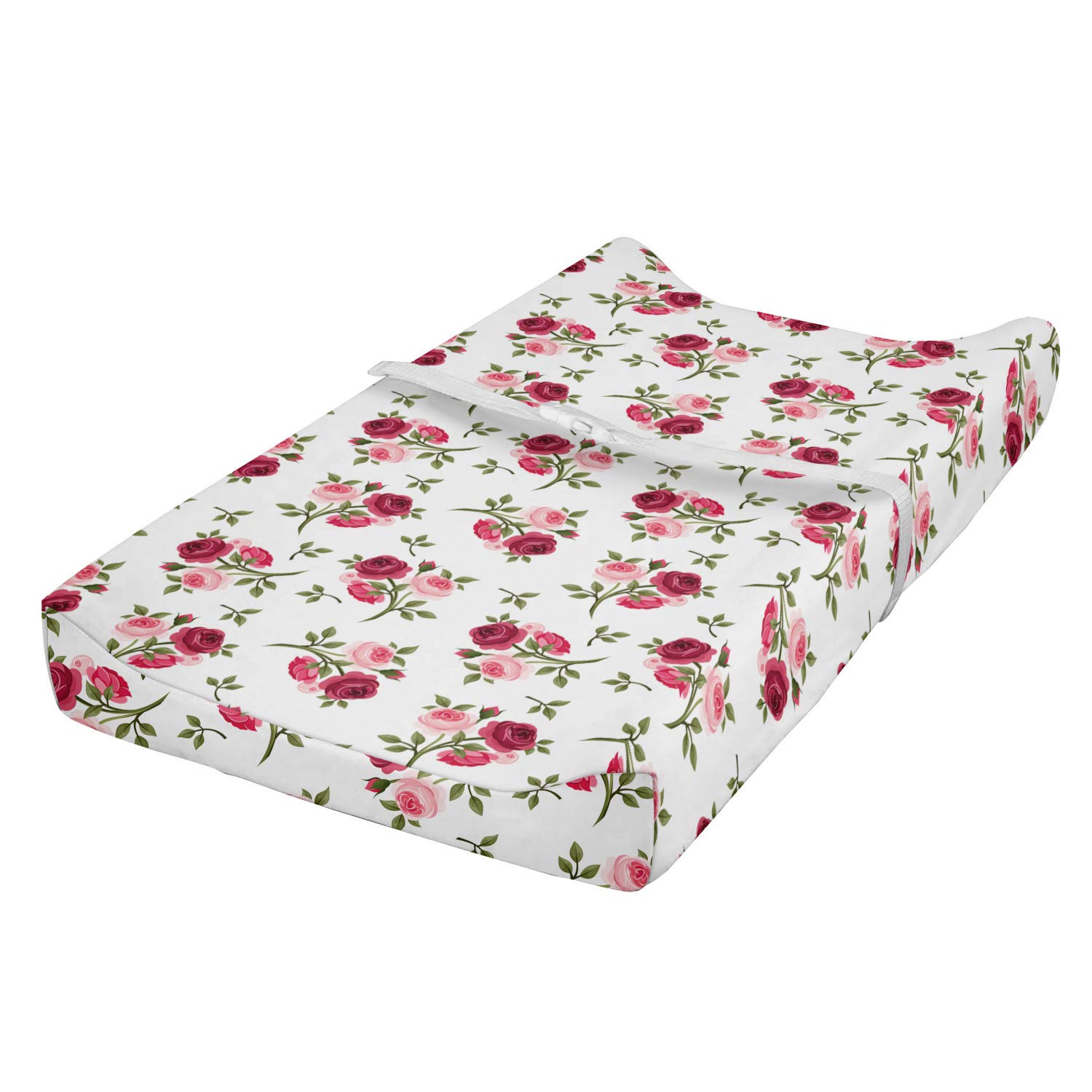 Lunarable Rose Changing Pad Cover, Pattern with Rose Stems