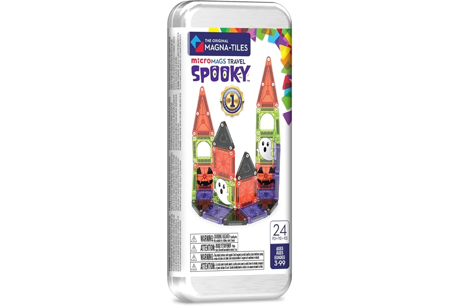 MAGNA-TILES microMAGS 24-Piece Spooky Travel Set, The Original Magnetic Building Brand