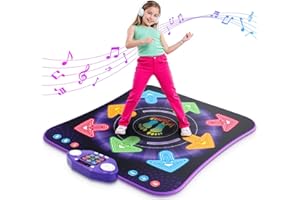 WAYKEE Dance Mat Toys for 3-12 Year Old Kids, Kids Dance Mat with Light-up 8-Button Wireless Bluetooth, Dance Pad Toy with 5 Game Modes, Christmas Birthday Toys Gifts for 3 4 5 6 7 8 9 10+ Year Old Girls