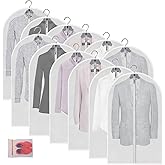 MsKitchen Garment Bags 12 Pack, 24 x 40 Hanging Clothes Storage Bags, Translucent PEVA Garment Covers with Full Zipper for Suits and Dresses
