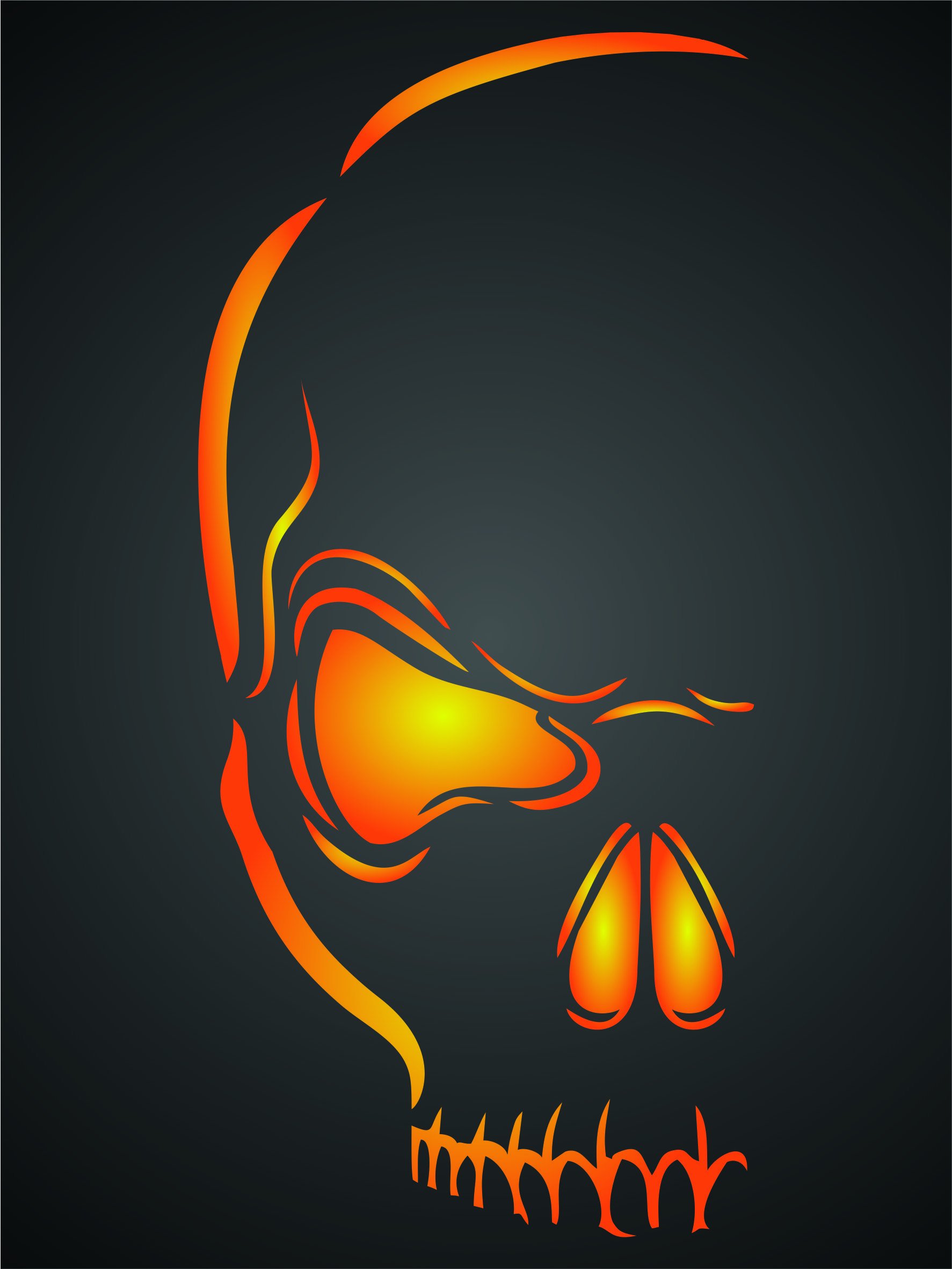 Evil Skull Halloween Stencil - 7.5 x 16.5cm (S) - Reusable Half Head Holiday Wall Stencil Template