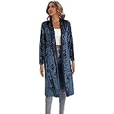 R.Vivimos Women's Long Sleeves Casual Velvet Jacket Open Front Cardigan Coat Outerwear