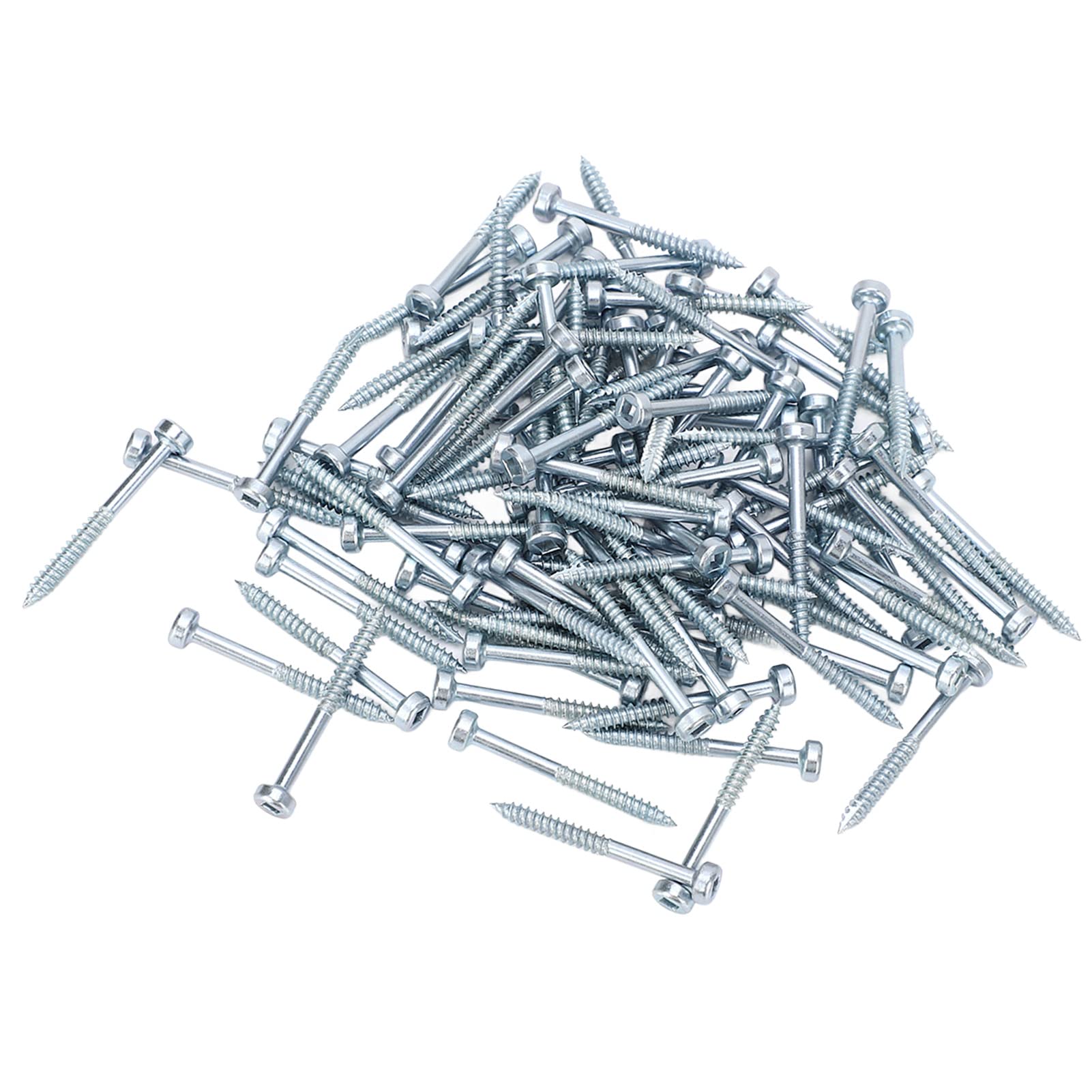 100Pcs Square Drive Self-Tapping Screws, Galvanized Fine Thread Self-Tapping Screws 38mm 1-1/2in for Outdoor Gardens, Fences, Docks, Balconies, Courtyards Silver