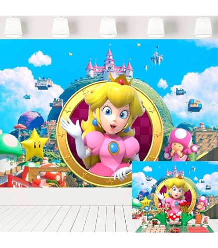 Super Mario Prinzessin Pfirsich Hintergrund – 2,1 X 1,5 M, Für Geburtstagsfeiern & Fotoshootings